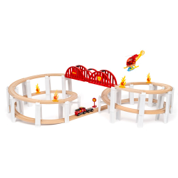 BRIO World - Большая деревянная железная дорога ПОЖАРНАЯ СЛУЖБА Набор MEGA SPIRALA 73 элемента 36114