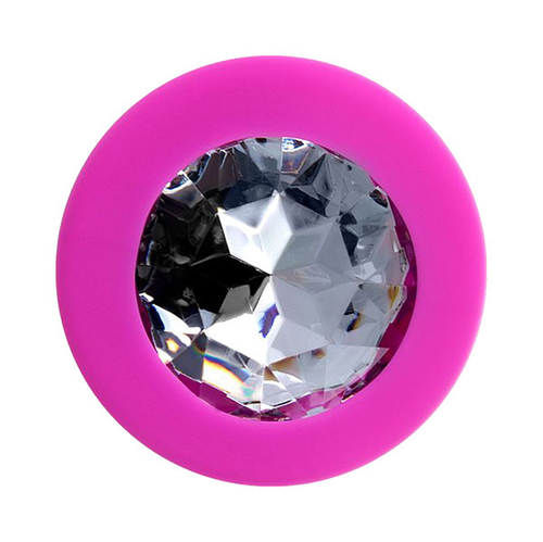 Розовая анальная втулка 8см с прозрачным кристаллом ToyFa ToDo Brilliant 357035