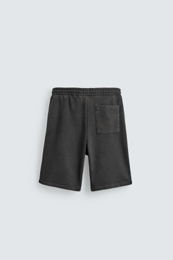 ZARA ШОРТЫ-ДЖОГГЕРЫ RELAXED FIT С ЭФФЕКТОМ ПОТЕРТОСТИ, ТЕМНЫЙ АНТРАЦИТ