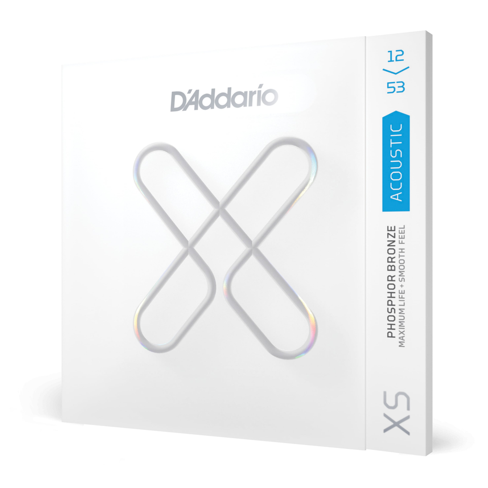 D`Addario XSAPB1253 Струны для акустической гитары, фосфор-бронза, Light 12-53, ультратонкое плёночное покрытие XS.