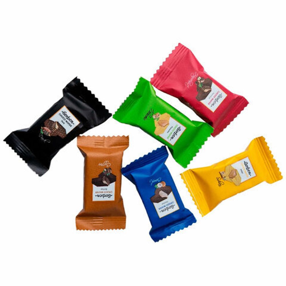 Конфеты мини-вафли в индивидуальной упаковке SORBON "Ассорти Радуга", 1500 г