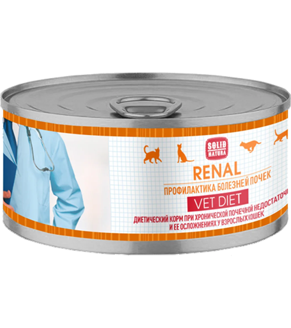 Solid Natura Vet Diet Renal (консерв.) для кошек, профилактика болезней почек 100гр.