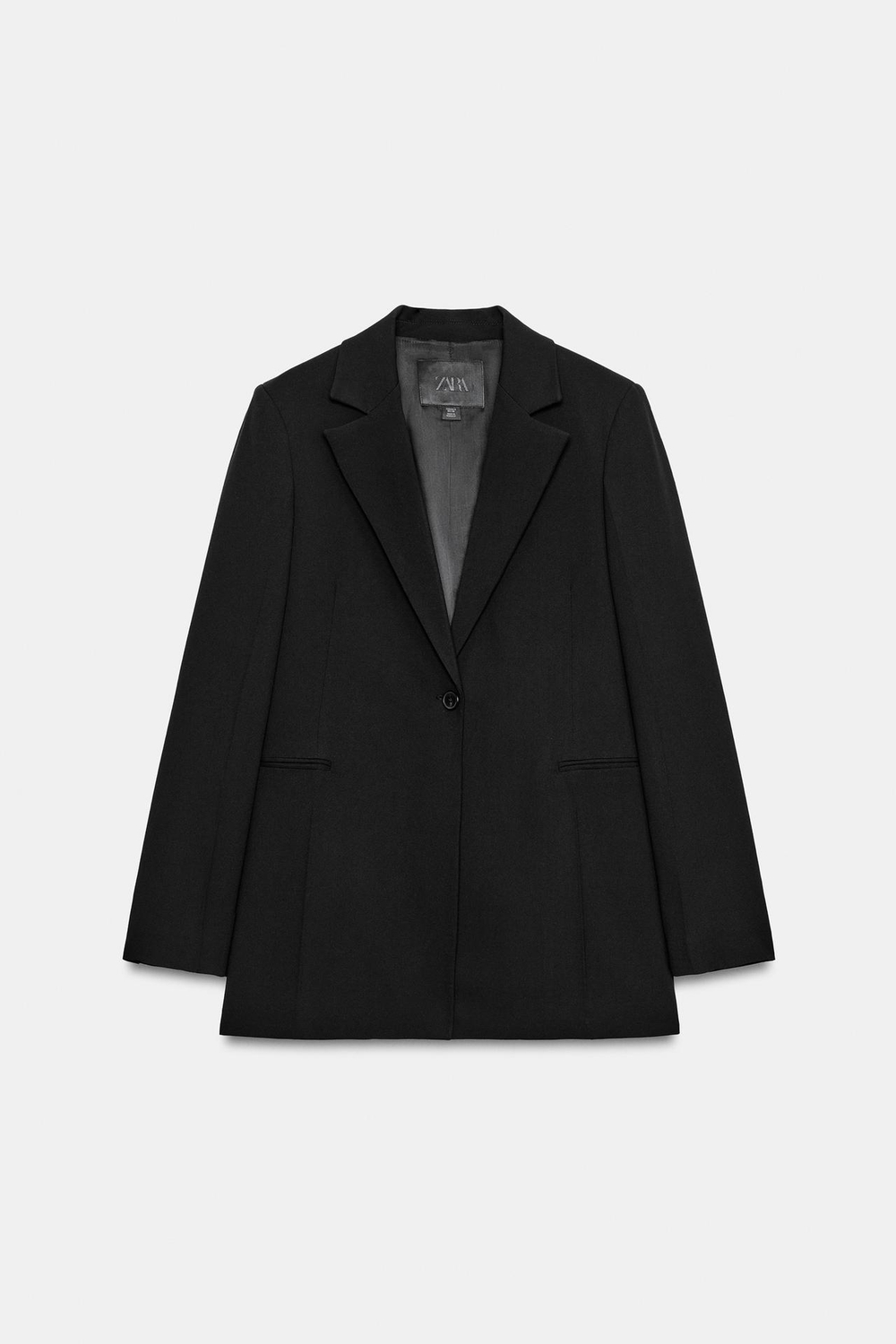 ZARA ПРИТАЛЕННЫЙ БЛЕЙЗЕР ИЗ СМЕСОВОЙ ШЕРСТИ — ZW COLLECTION LIMITED EDITION, ЧЕРНЫЙ