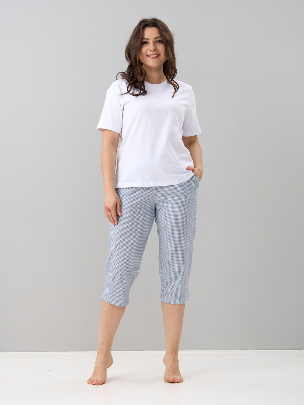 Бриджи Д-6/клеткамелкая-серая