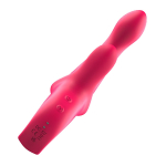 Розовый вибратор-кролик 22,6см со стимулятором клитора и ручкой-кольцом I-Moon MY-1904