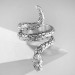 Кольцо "Змея" цвет серебро, безразмерное