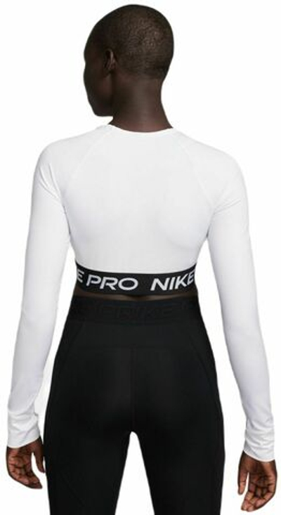 Женская теннисная футболка (dł. Рукава) Nike Pro 365 Dri-Fit Cropped Long-Sleeve Top - white/black