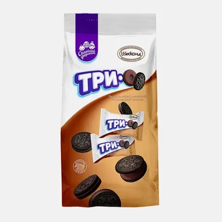 Печенье Трио какао с начинкой шоколадный Брауни 460г