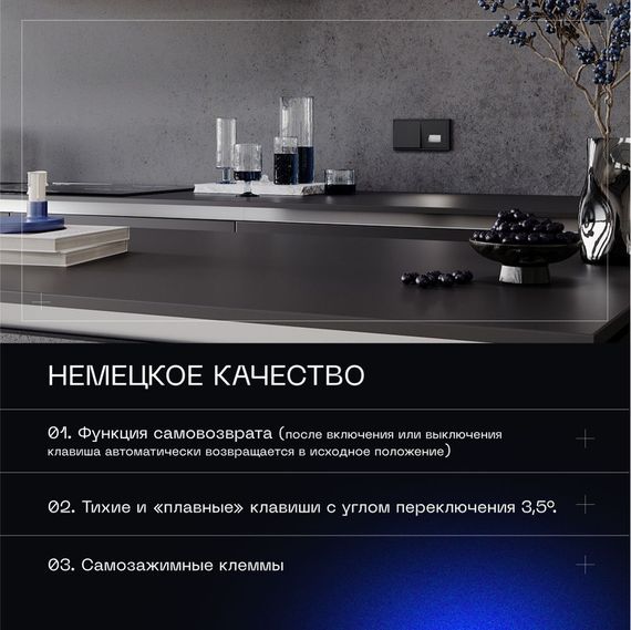 Выключатель с самовозвратом встраиваемый Voltum S70 одноклавишный 10А, (черный матовый) VLS010608