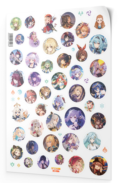 Наклейки Геншин Импакт, стикерпак Genshin Impact, стикербомбинг, наклейки для детей и взрослых, большой набор, STICKER BOMBA