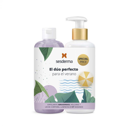 Подарочный набор Sesderma: C-VIT RADIANCE - Молочко дли тела с сияющими пигментами, 250 мл + ABRADERMOL VOLCANIC - Скраб с вулканической пудрой, 250 мл