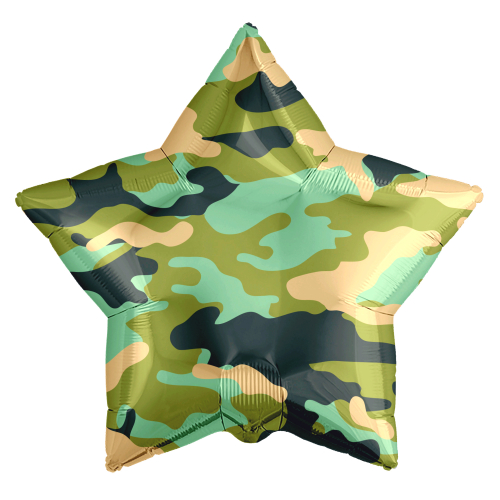 Шар (21''/53 см) Звезда, Камуфляж, Военный, 1 шт.