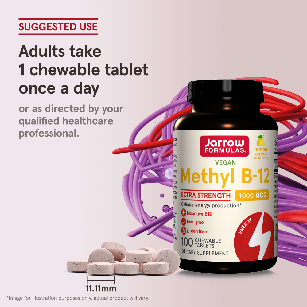 Jarrow Formulas, метил B12, лимон, 1000 мкг, 100 жевательных таблеток