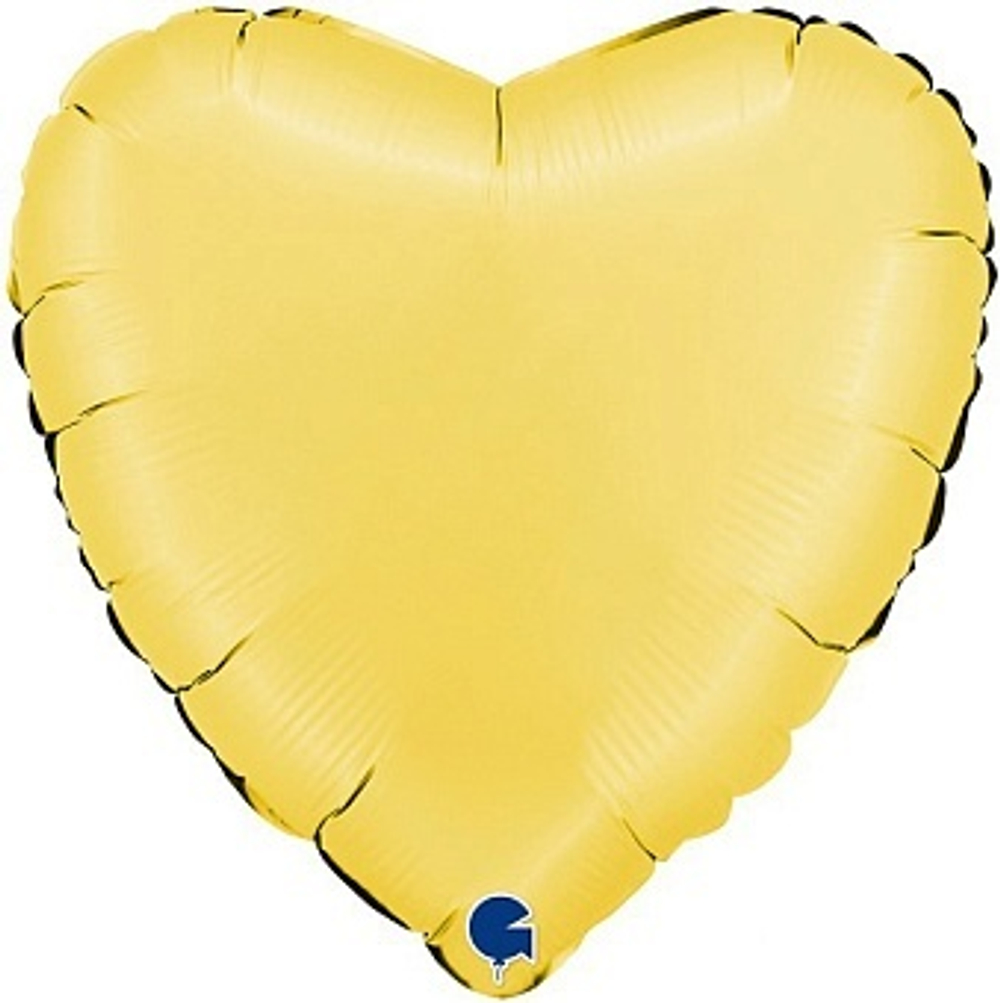 Г 18'' Сердце Желтый банан Сатин 40 см.