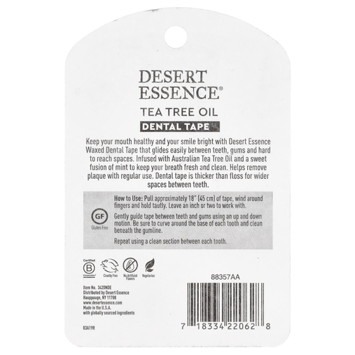 Desert Essence, зубная лента с маслом чайного дерева, вощеная, 27,4 м (30 ярдов)