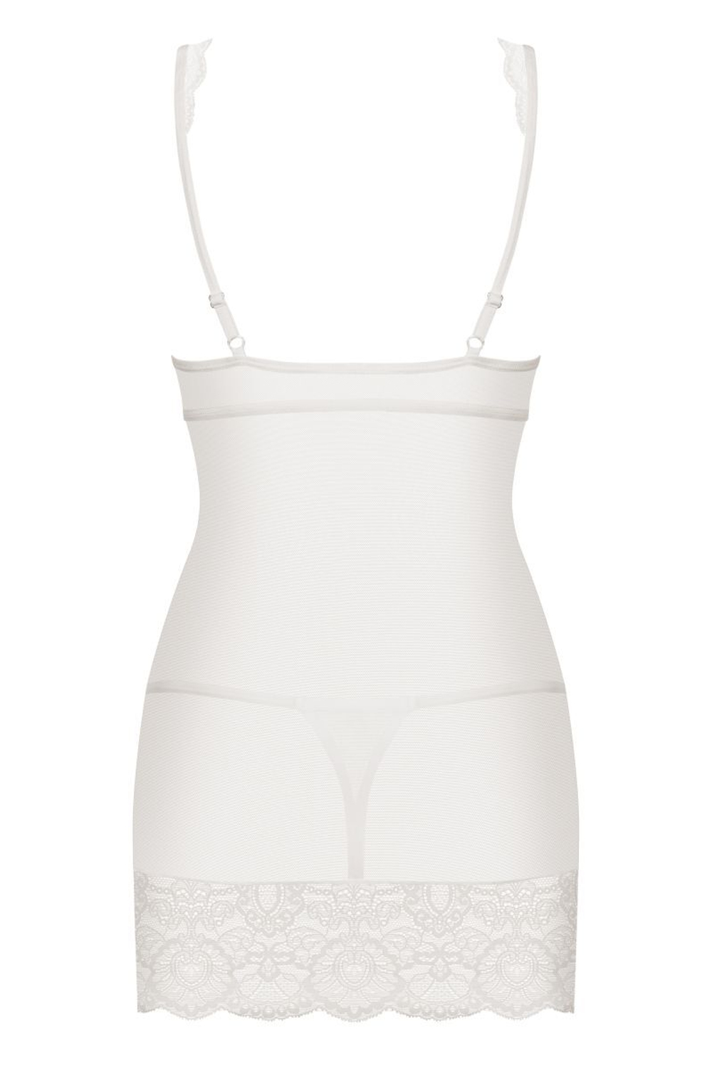 Полупрозрачная облегающая сорочка с лифом на косточках (Размер: L-XL) (Цвет: черный)