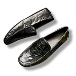 Brounvanm Top Grain Cow Leather Gommino Loafers Men"s Black