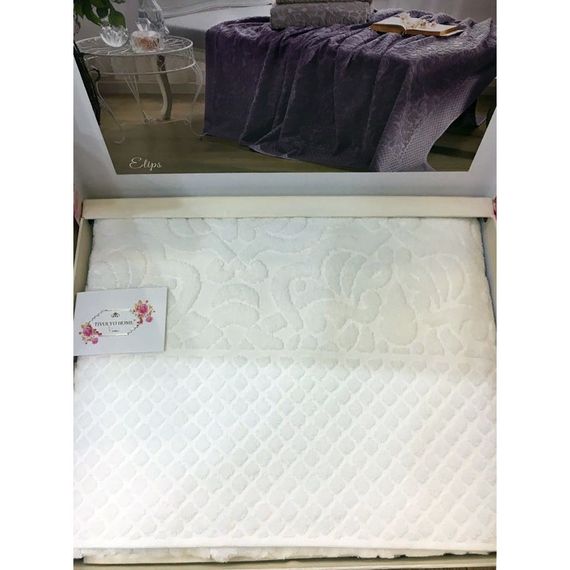 Покрывало простынь махровая ELIPS кремовый TIVOLYO HOME Турция