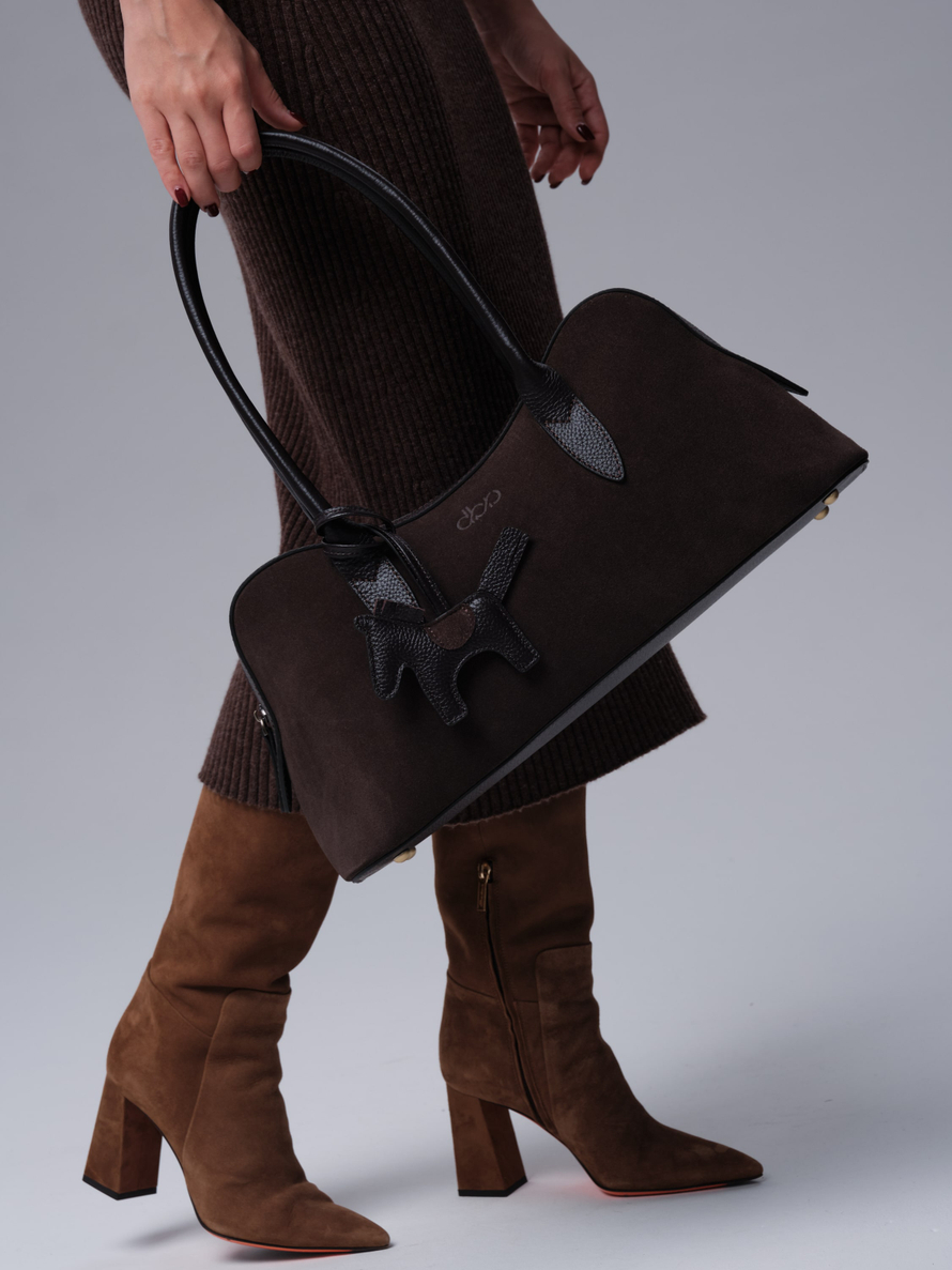 Замшевая сумка DBR 31168 темно-коричневый велюр