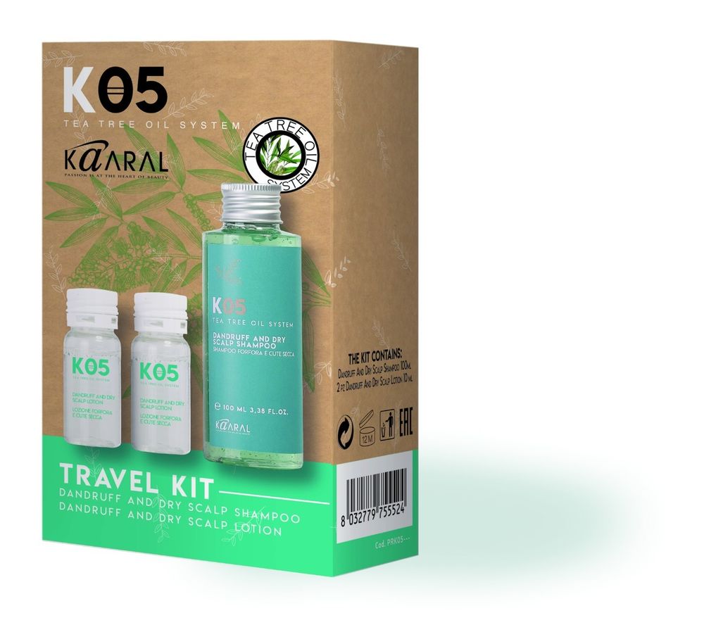 Набор KAARAL K05 Dandruff and Dry Scalp Travel Kit Shampoo &amp; Lotion от перхоти для сухой кожи головы (шампунь 100 мл. + лосьон 2*10 мл.)