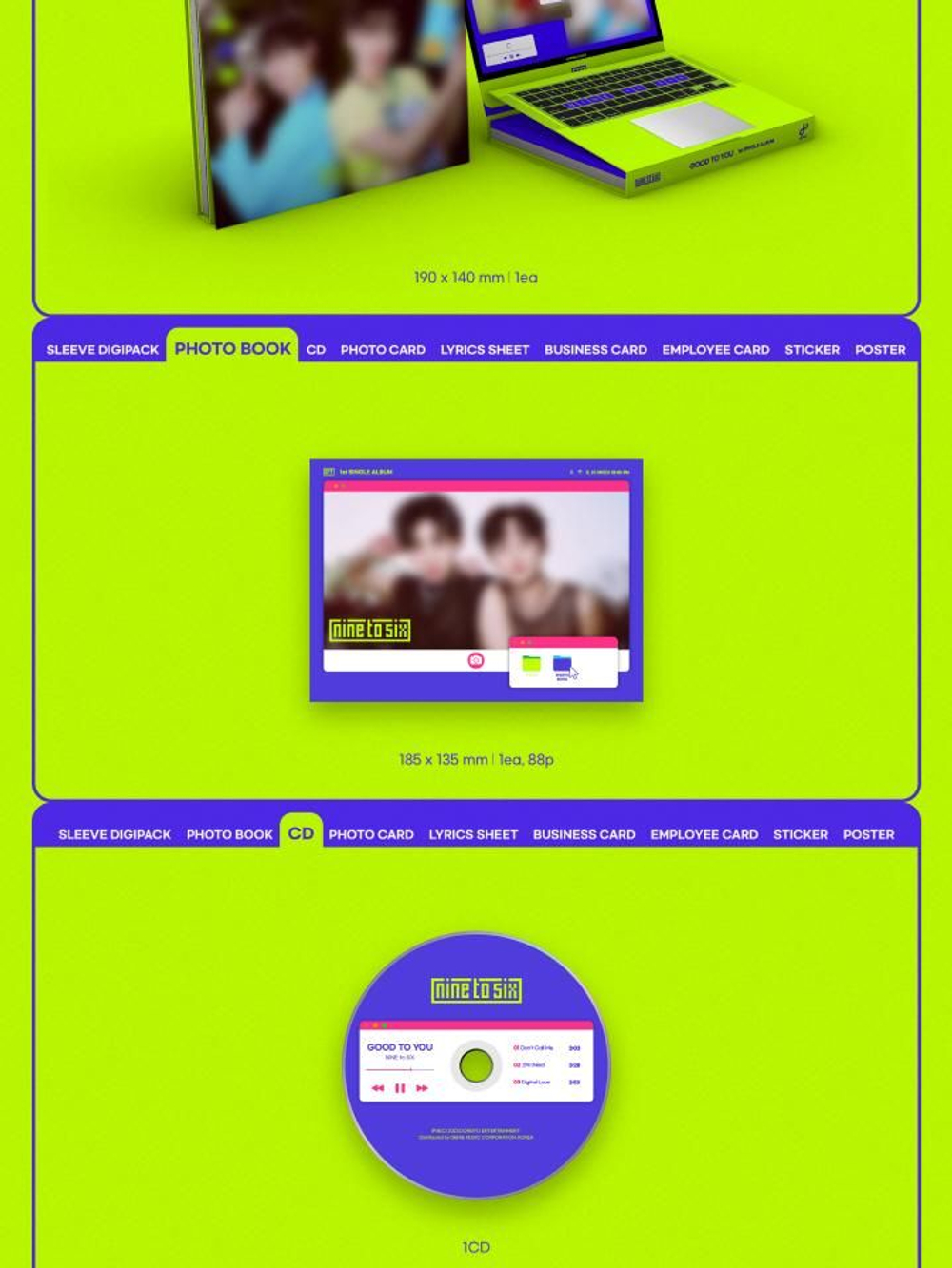 Альбом NINE TO SIX - GOOD TO YOU 1st Single Album RANDOM Version