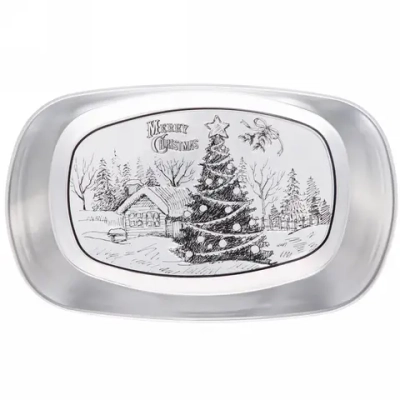 Блюдо жестяное 25*16см «Ёлка»