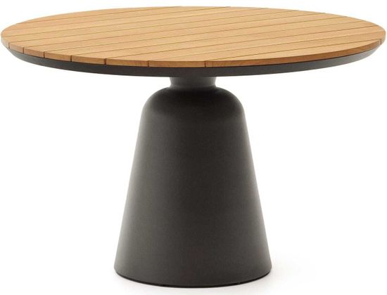 Круглый уличный стол Tudons из алюминия серого цвета и тика Ø120 см Испания La Forma