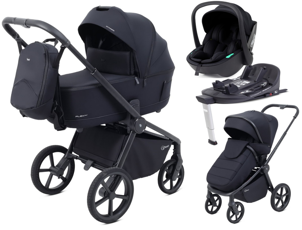 Детская коляска Rant Flex Therm Soft 4 в 1 с автокреслом Miro Black и база Midnight Black