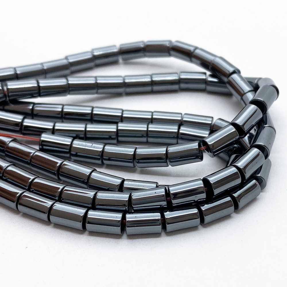 Гематит Трубочка бусины (имитация), цвет черный, размер около 5,8*3,6 мм, цена за 32-33 шт (1/2 нити)