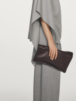 Massimo Dutti Асимметричная блузка с воланами из 100% шерсти - STUDIO, серый