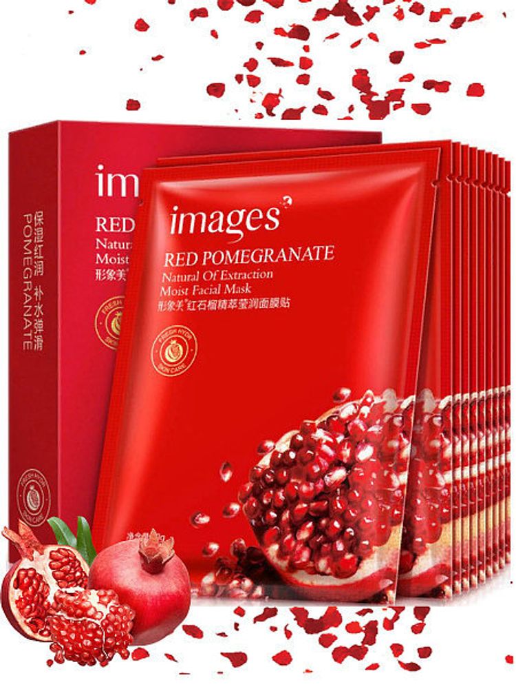 Маска для лица тканевая Images Red Pomegranate Гранат омолаживающая 30 г
