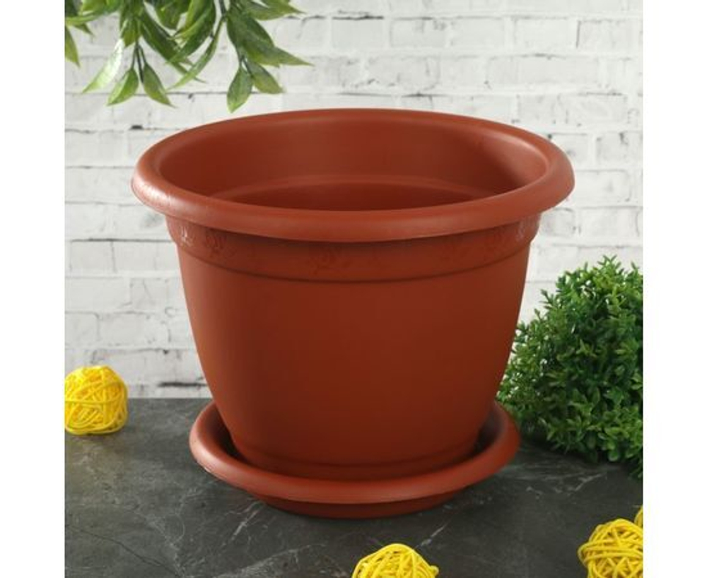 Горшок для цветов InGreen Борнео с поддоном пластик терракот 4,4л