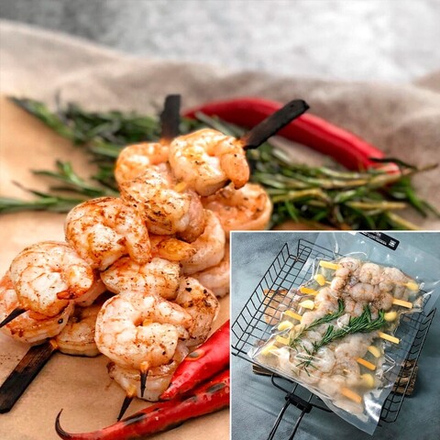 Креветки ваннамей с розмарином и чесноком на шпажках , 600г (морож.)