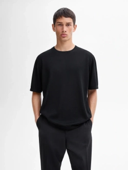Massimo Dutti Футболка из мягкой ткани, черный