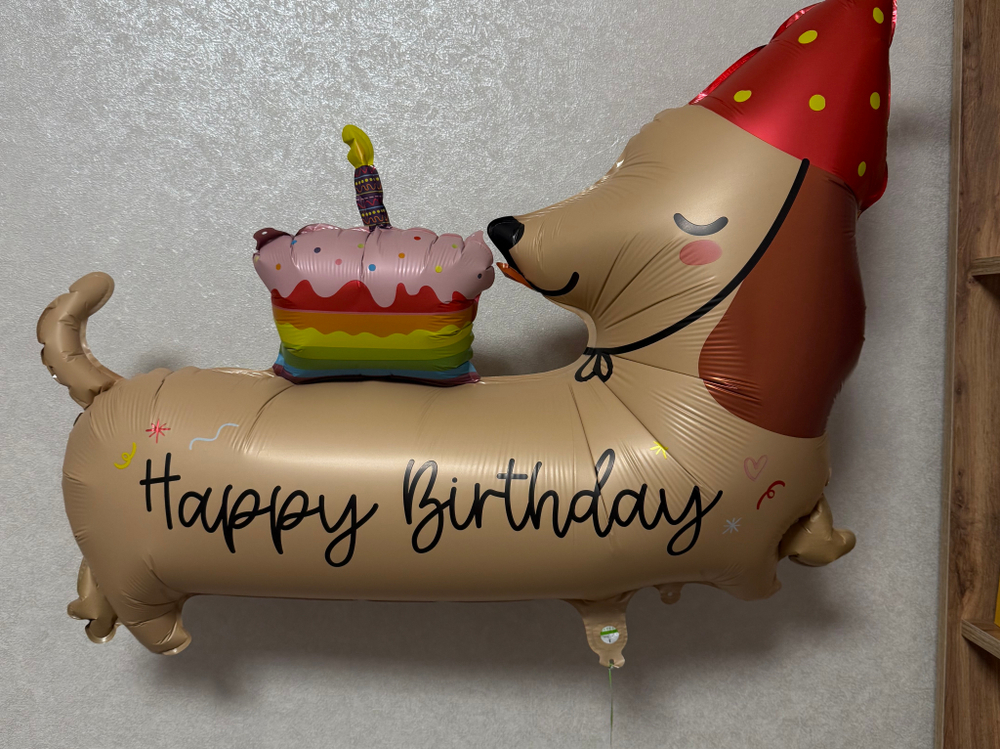 Фольгированный шар-фигура «Happy Birthday. Такса в колпаке», 109 см