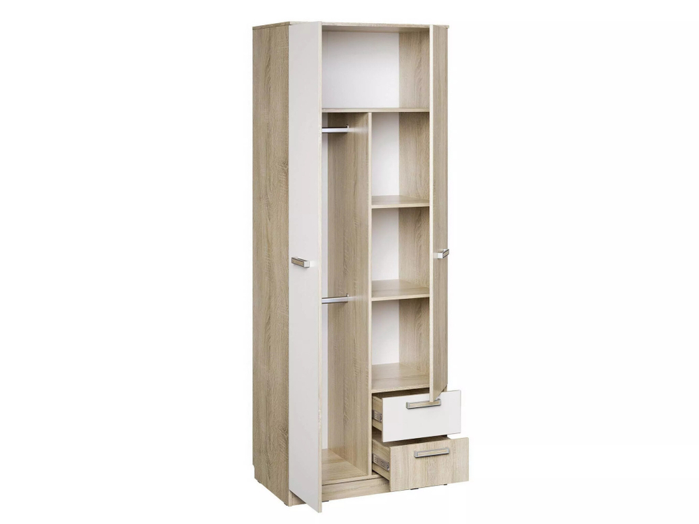 Шкаф для одежды НМ 014.07 с ящиками «Фанк» Дуб сонома/белый скандинавский