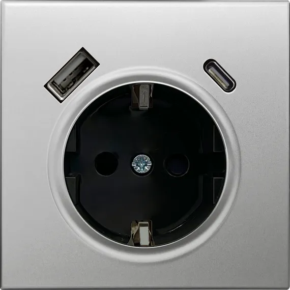 Donel R98 METAL благородная сталь накладка для розетки Schuko с зарядным устройством USB A+C