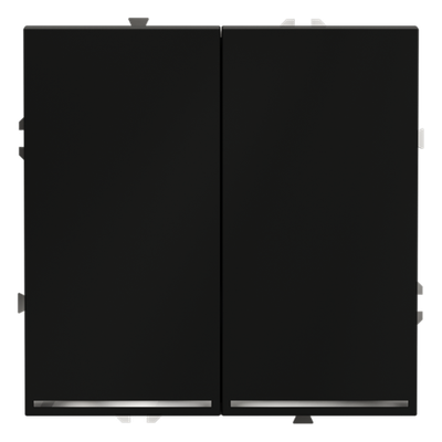 Выключатель встраиваемый VOLTUM S70 двухклавишный с подсветкой 10А, (черный матовый)