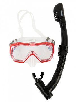 Набор детский маска+трубка в сумке Sargan Панорама-А kids прозрачный/красный/черный