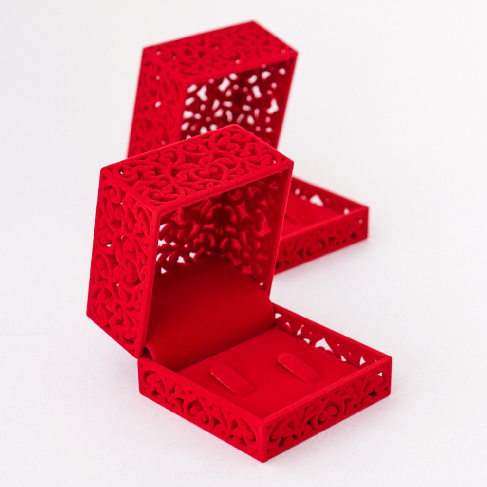 Белый квадратный футляр «Кружева» под обручальные кольца