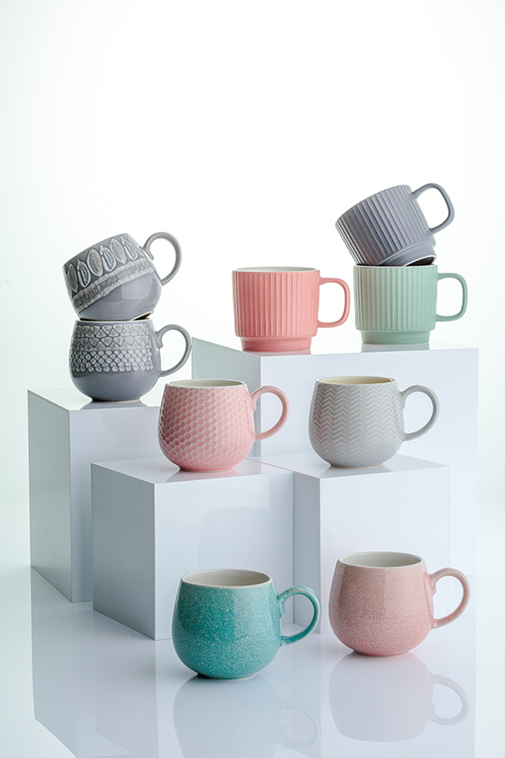 Кружка embossed, 350 мл, серая