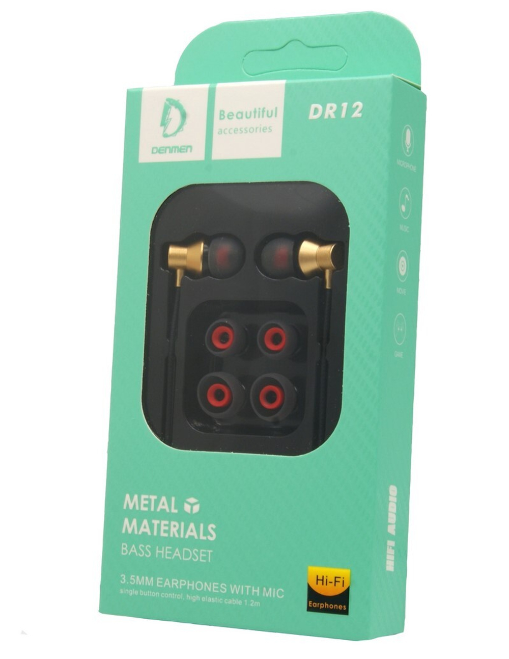 Наушники с микрофоном DENMEN DR12 (золото)