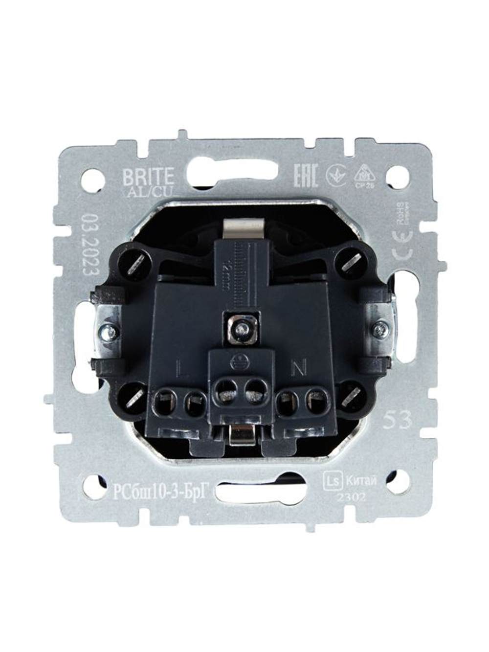 Розетка BRITE РСбш10-3-БрГ 16А IP20 с заземл. защ. шторки с крышкой механизм графит IEK BR-R16-16-K53