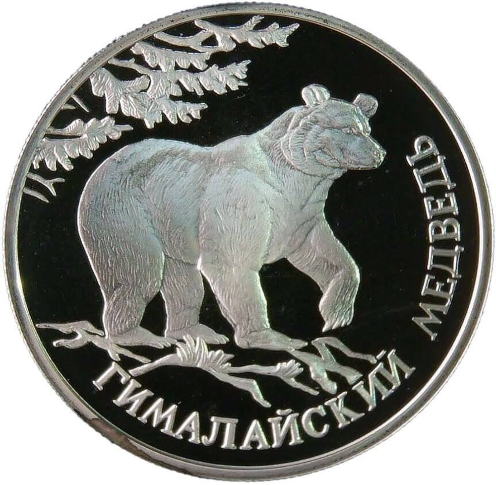 (Proof) 1 рубль 1994 ЛМД ''Красная книга - гималайский медведь''