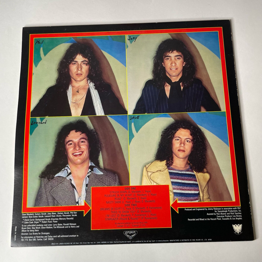 Винтажная виниловая пластинка LP Yesterday And Today Struck Down (Japan 1978) (No Obi) Pleasure In My Heart