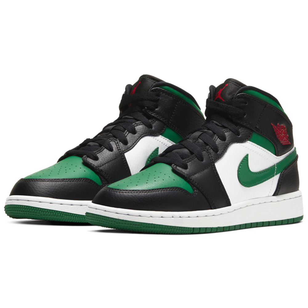 Кроссовки Air Jordan 1 Mid GS Black Pine Green