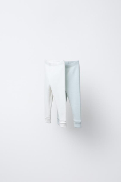 ZARA НАБОР ИЗ 2 ЛЕГИНСОВ В РУБЧИК, ГОЛУБОЙ