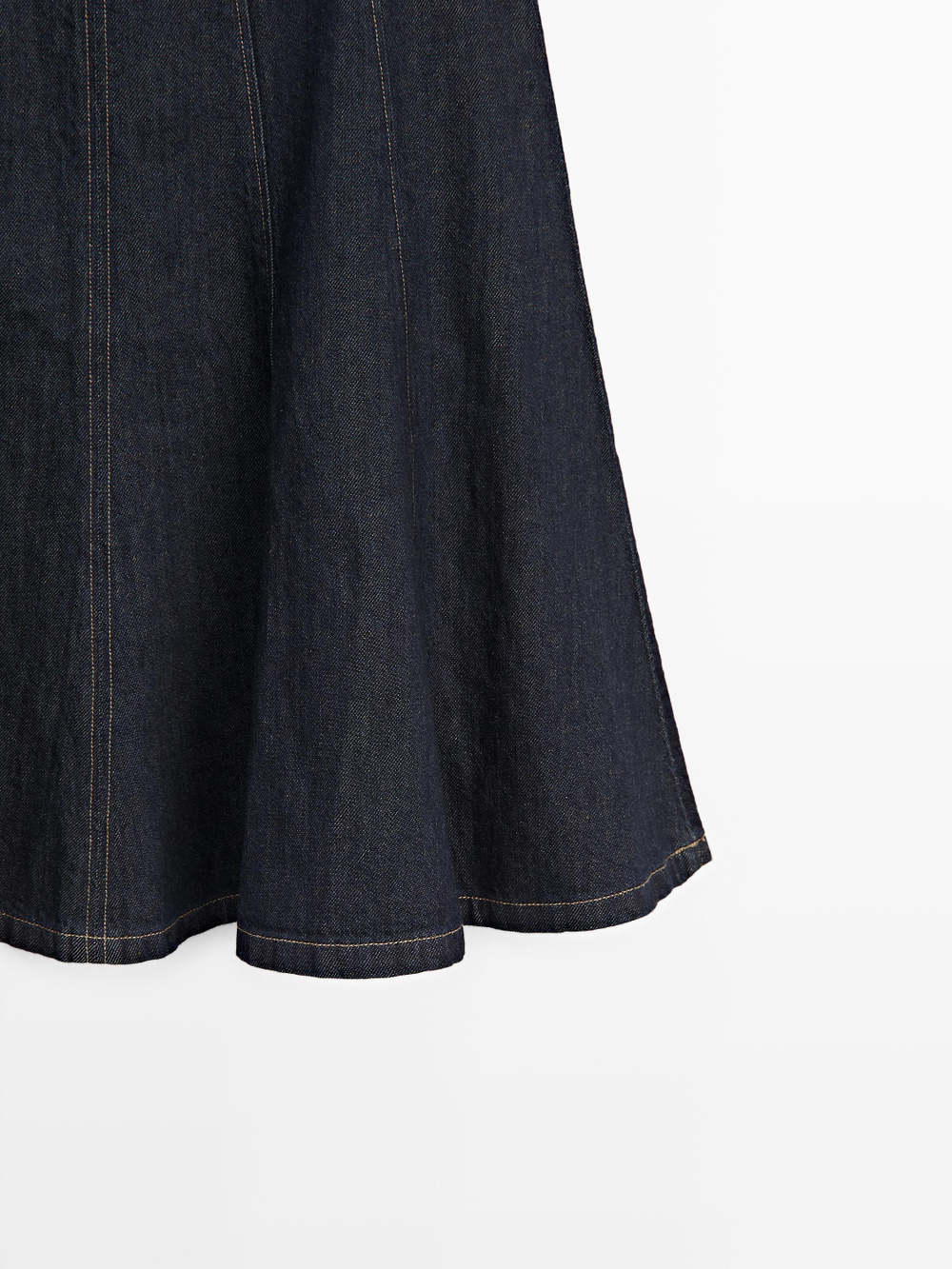 Massimo Dutti Джинсовая юбка-миди с годетом, темно-синий