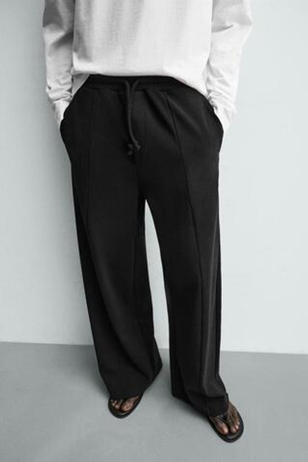 ZARA ДЖОГГЕРЫ RELAXED FIT С ДЕКОРАТИВНЫМИ ШВАМИ, ЧЕРНЫЙ