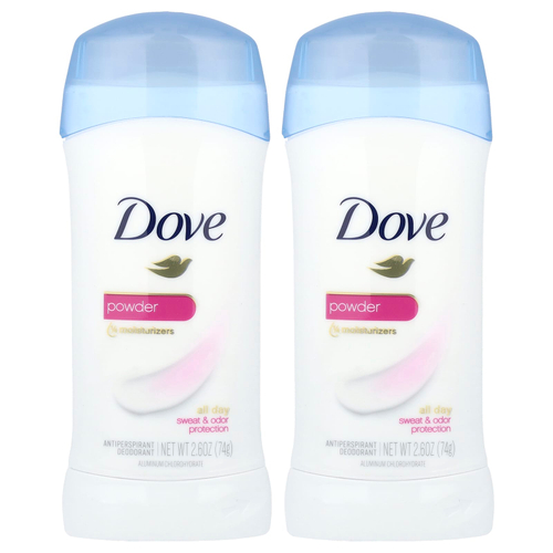 Dove, дезодорант-антиперспирант, в виде порошка, 2 тюбика по 74 г (2,6 унции)